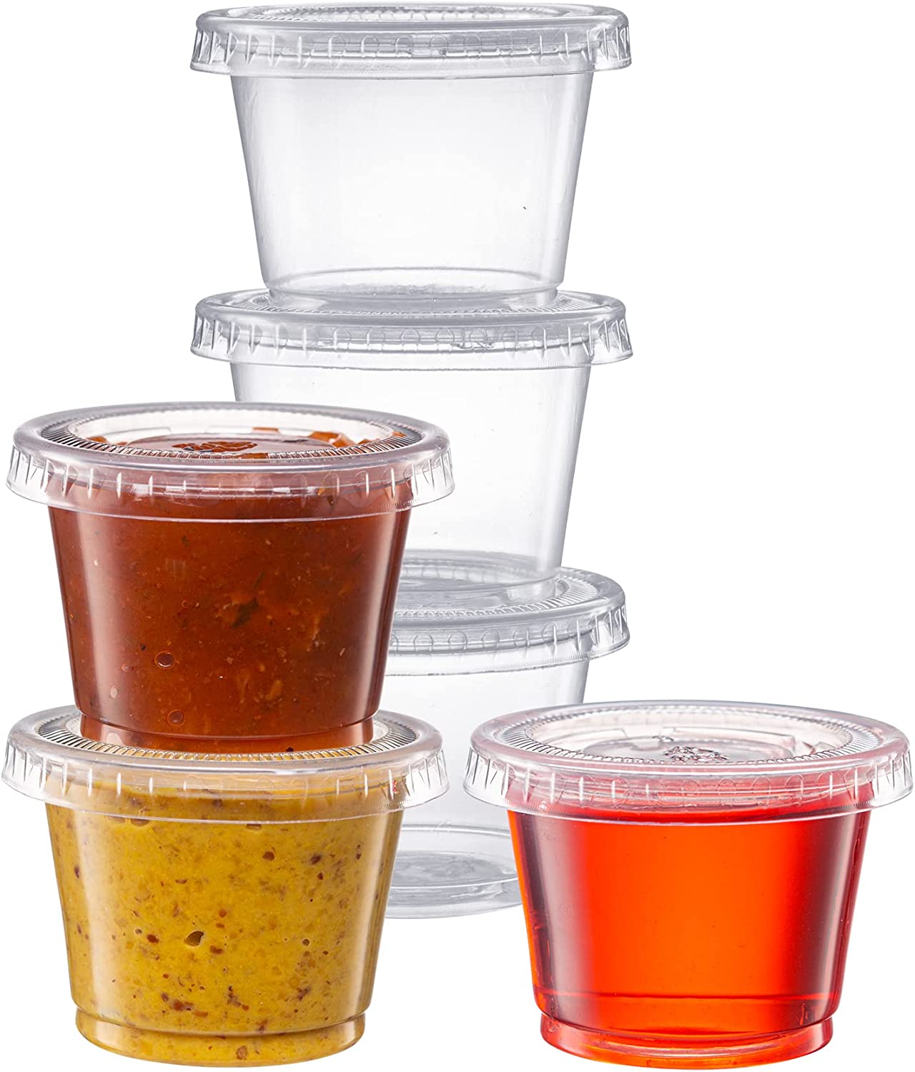 [50 Pack] 1 Oz Leak Proof Plastic Condiment Souffle Containers with