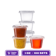 Pantry Value Oz Condiment Containers Small Plastic Containers with Lids, 100-Pack