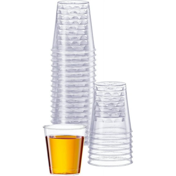 SETUP 1 Oz Disposable Shot Glasses Clear Plastic Cups, 100-Pack