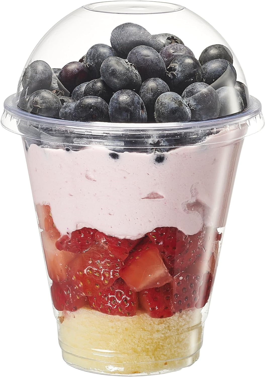 GUSTO 12 Oz Clear Plastic Cups Disposable Cups with Dome Lids, No Hole 50-Pack