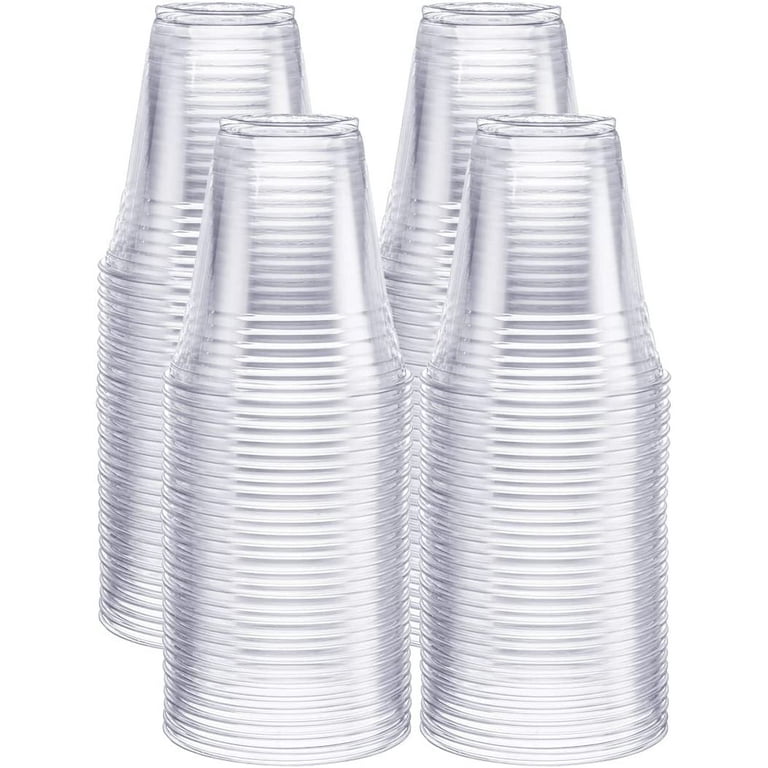 Comfy Package 4 oz. Clear Plastic Disposable Portion Cups With Lids (100 Pack)