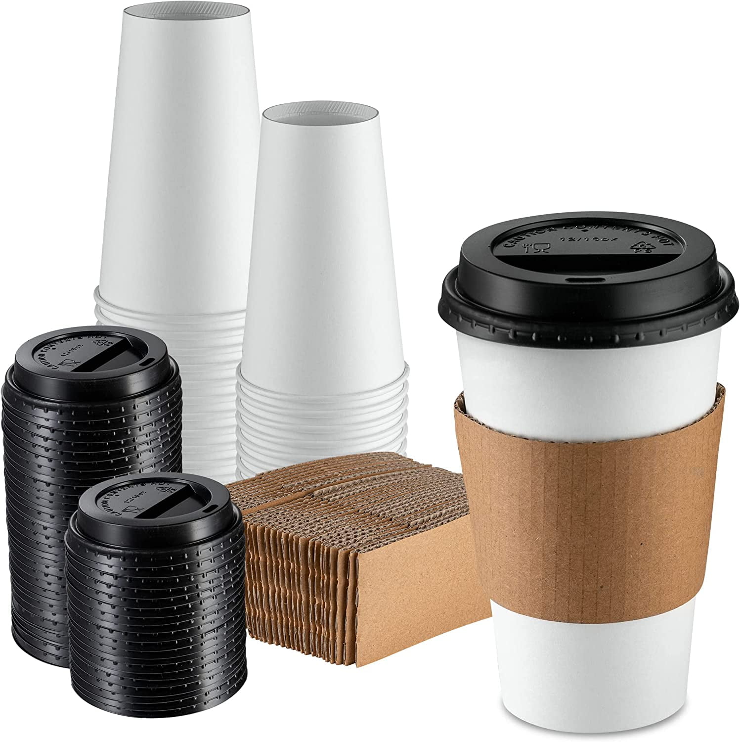GUSTO 12 Oz Paper Cups Disposable Coffee Cups with Lids & Coffee ...