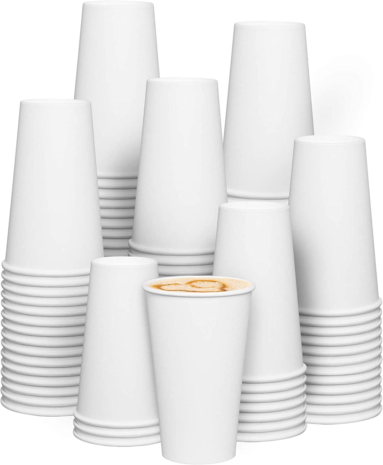GUSTO 16 Oz Paper Cups Disposable Coffee Cups To Go Cups, 200-Pack White GUSTO 16 Oz Paper Cups Disposable Coffee Cups To Go Cups, 200-Pack White