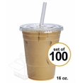 thumbnail image 1 of Gusto 16 oz. Crystal Clear Plastic Cups With Flat Lids [100 Sets], 1 of 4