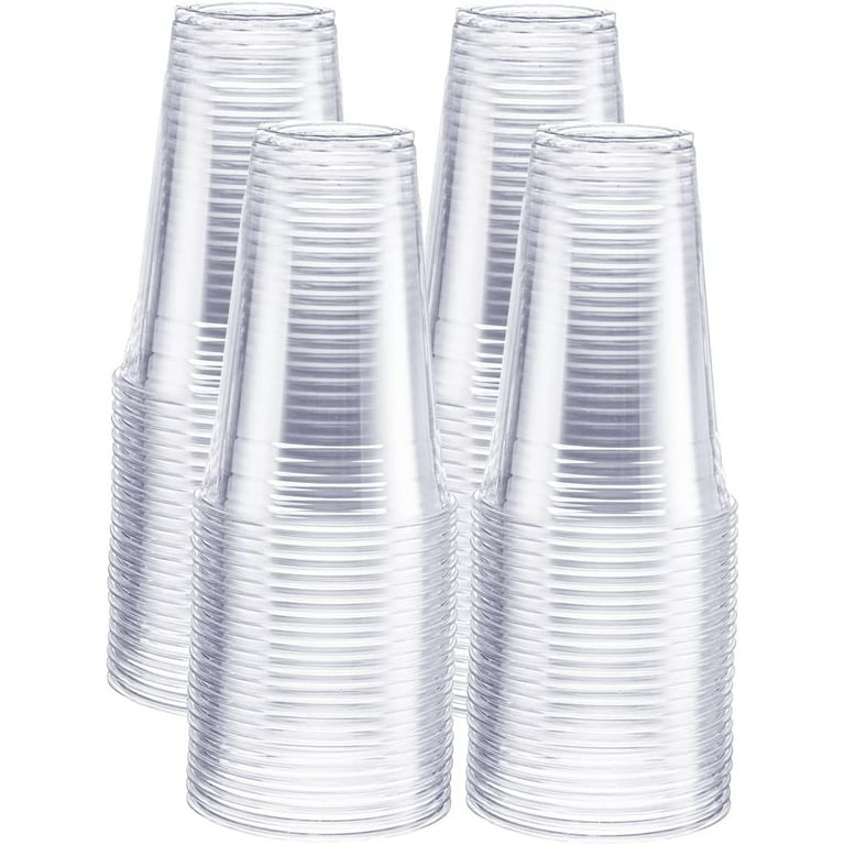 Comfy Package 20 oz. Crystal Clear Plastic Cups with Flat Lids 100 Sets