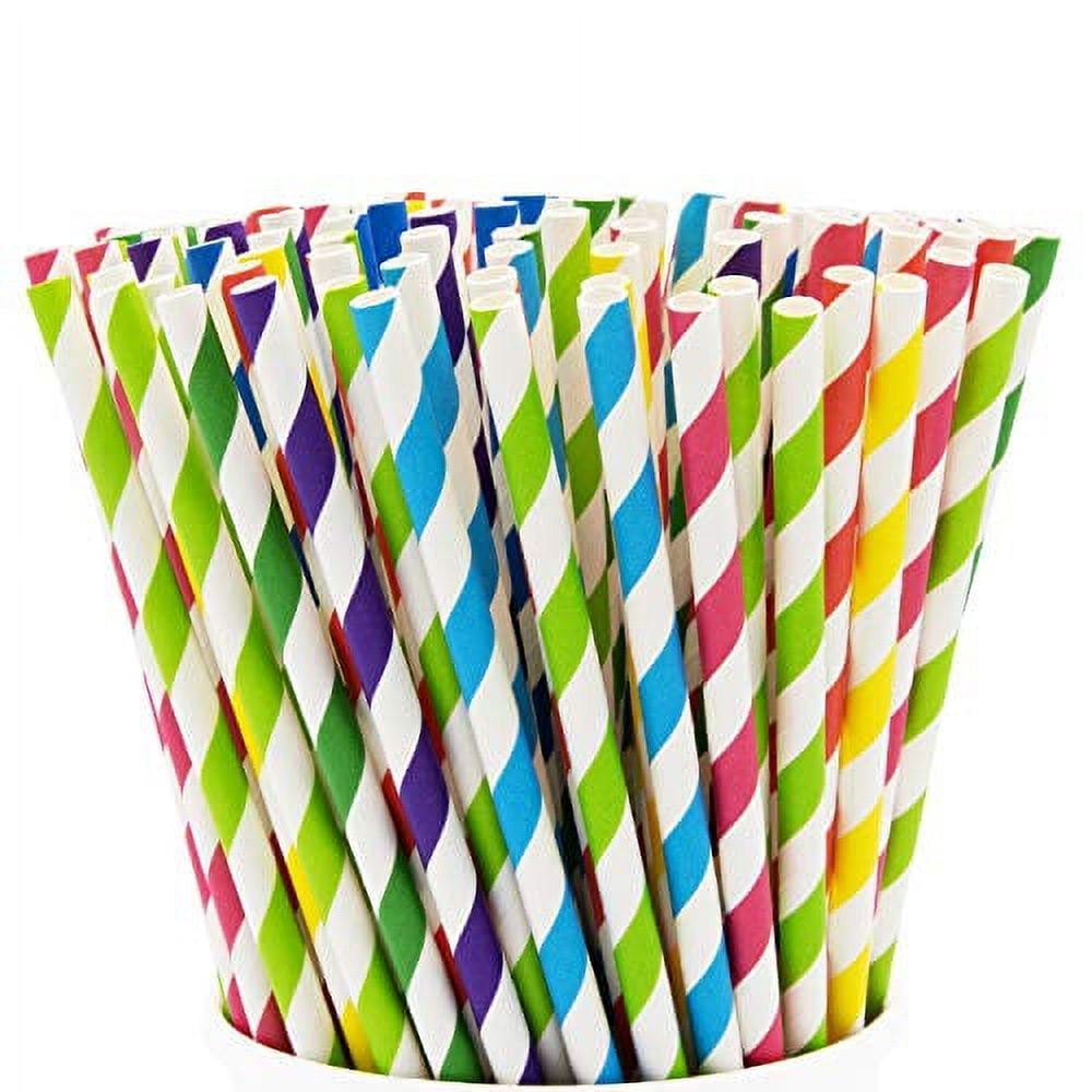 Comfy Package, [200 Pack] Striped Paper Drinking Straws 100% ...