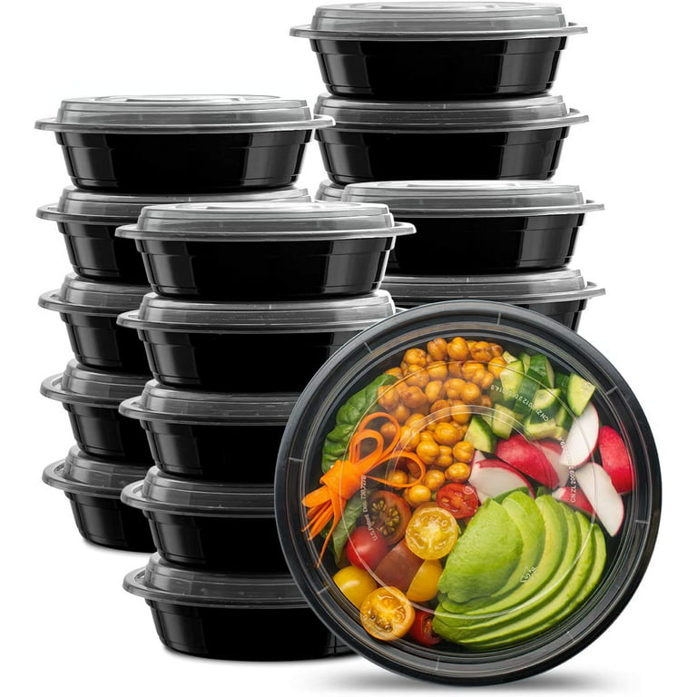 MUCHII [50 Pack Meal Prep Container, 24 oz Round to Go Containers with Lids, Plastic Containers for Food Microwave and Freezer Safe