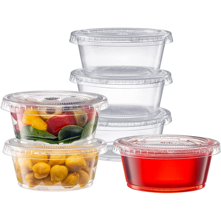Comfy Package 3.25 Oz Condiment Containers Small Plastic Containers with  Lids, 100-Pack