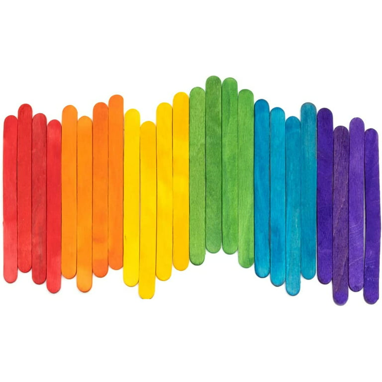 Incraftables Colored Popsicle Sticks for Crafts 600pcs 7 Colors. Large Wood Craft Sticks (4.5), Multicolor