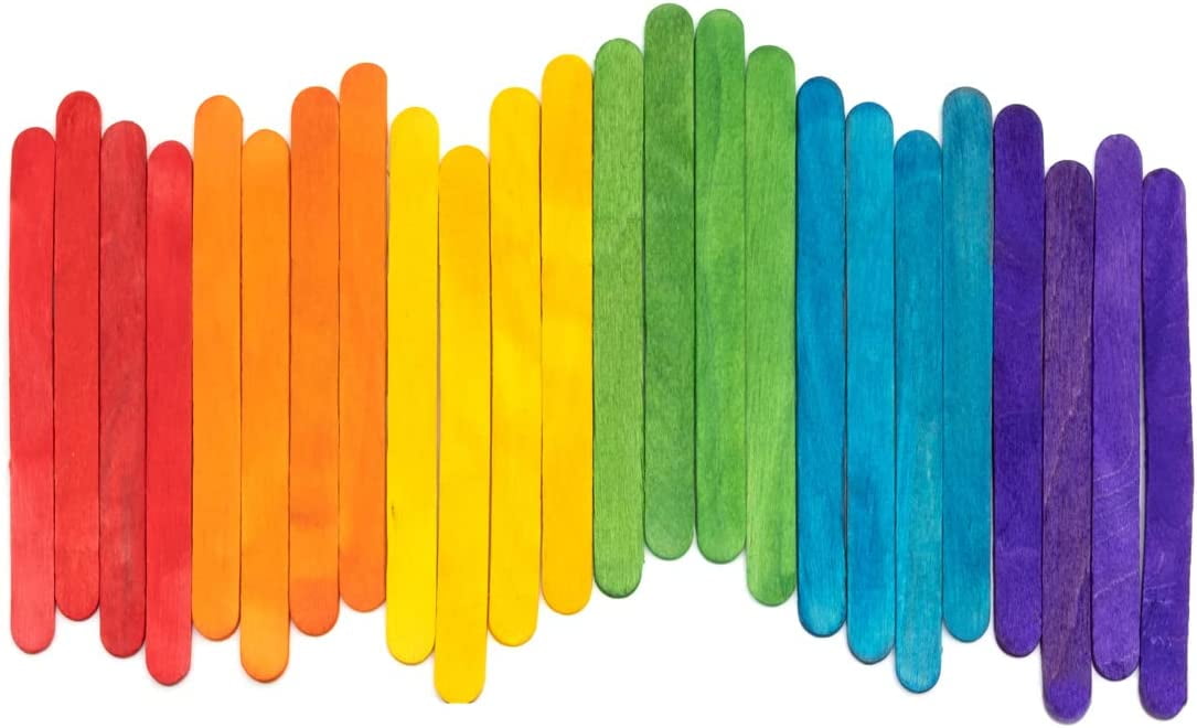 Comfy Package 4.5” Colored Popsicle Stick Set Wooden Sticks for