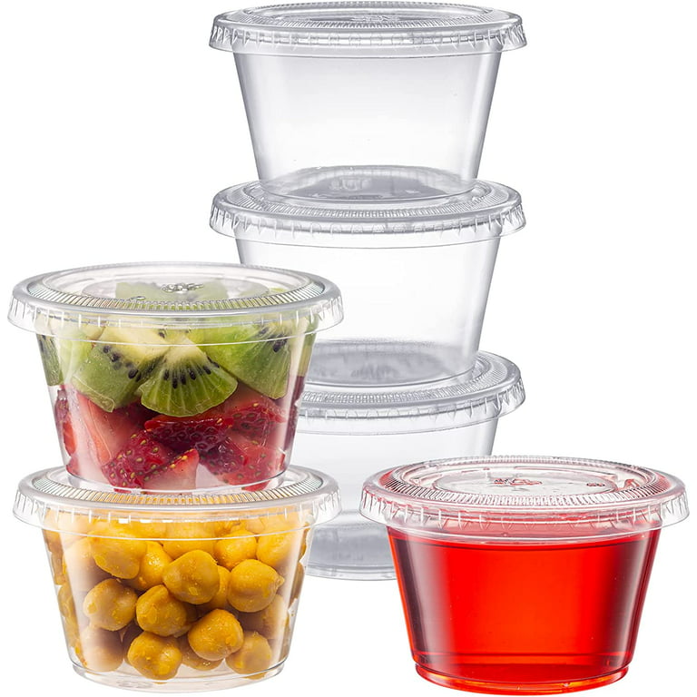 Comfy Package 4 Oz Condiment Containers Small Plastic Containers with Lids,  100-Pack