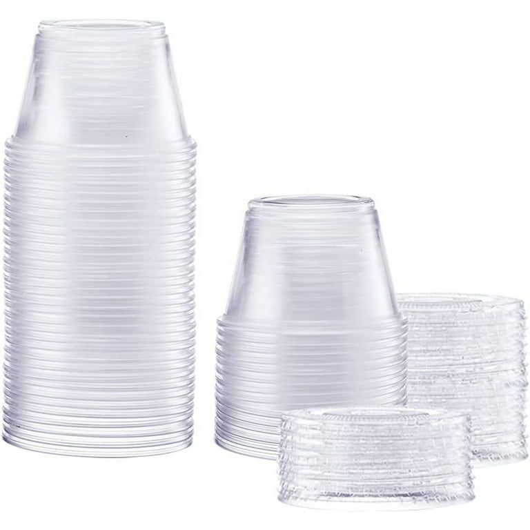 4 oz. Plastic Disposable Portion Cups with Lids - Souffle Cups