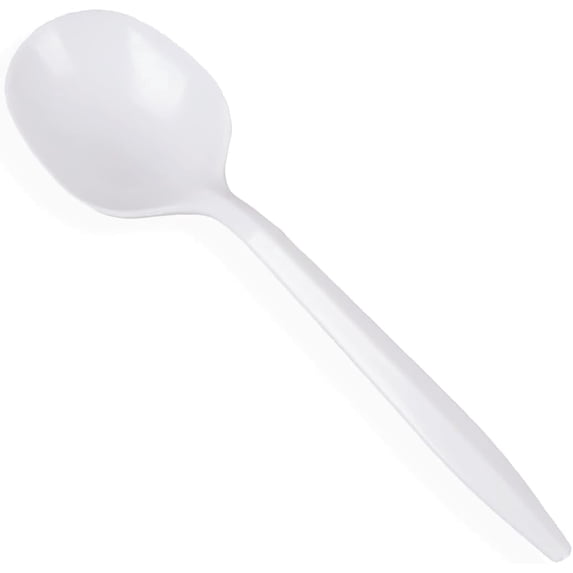 Pantry Value Everyday Disposable Plastic Spoons for Soup, Lightweight Cutlery, White, 400 Count