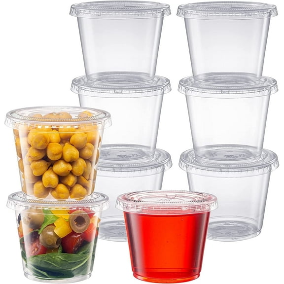 Pantry Value 5.5 Oz Condiment Containers Small Plastic Containers with Lids, 200-Pack