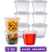 Pantry Value 5.5 Oz Condiment Containers Small Plastic Containers with Lids, 200-Pack