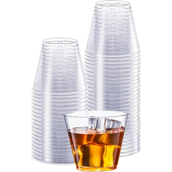 GUSTO 5 Oz Disposable Shot Glasses Clear Plastic Cups, 100-Pack