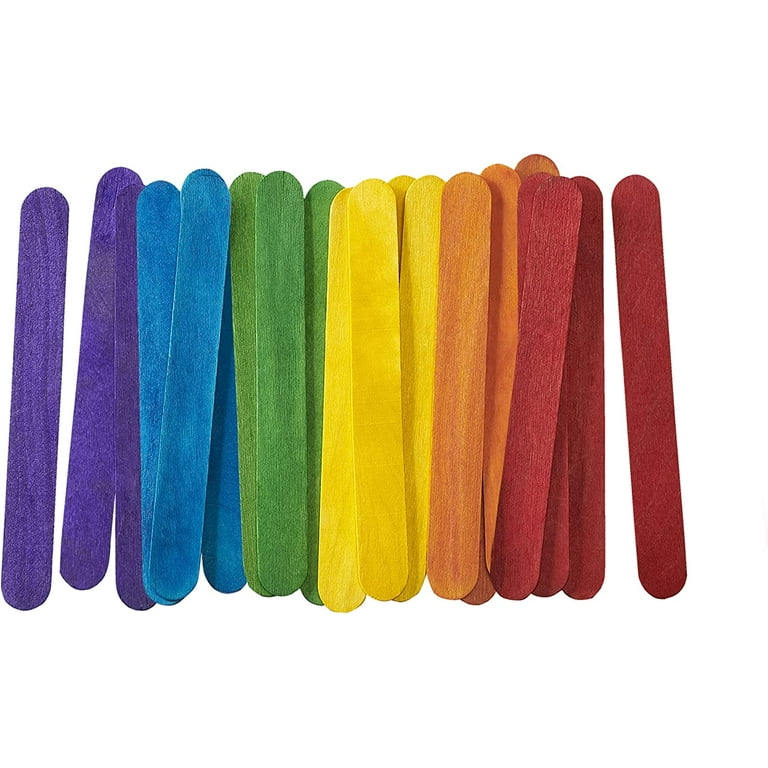 Comfy Package 6” Colored Popsicle Stick Set Wooden Sticks for Crafts,  Assorted 1000-Pack
