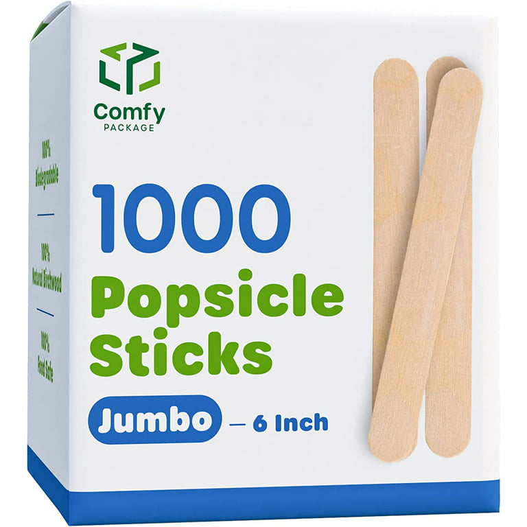 [1000 Count] 4.5 inch Wooden Multi-Purpose Popsicle Sticks for Crafts, Ices, Ice