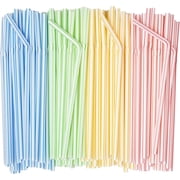 Comfy Package 7.75” Flexible Straws Drinking Plastic Disposable Bendy Straws, 400-Pack Striped Assorted