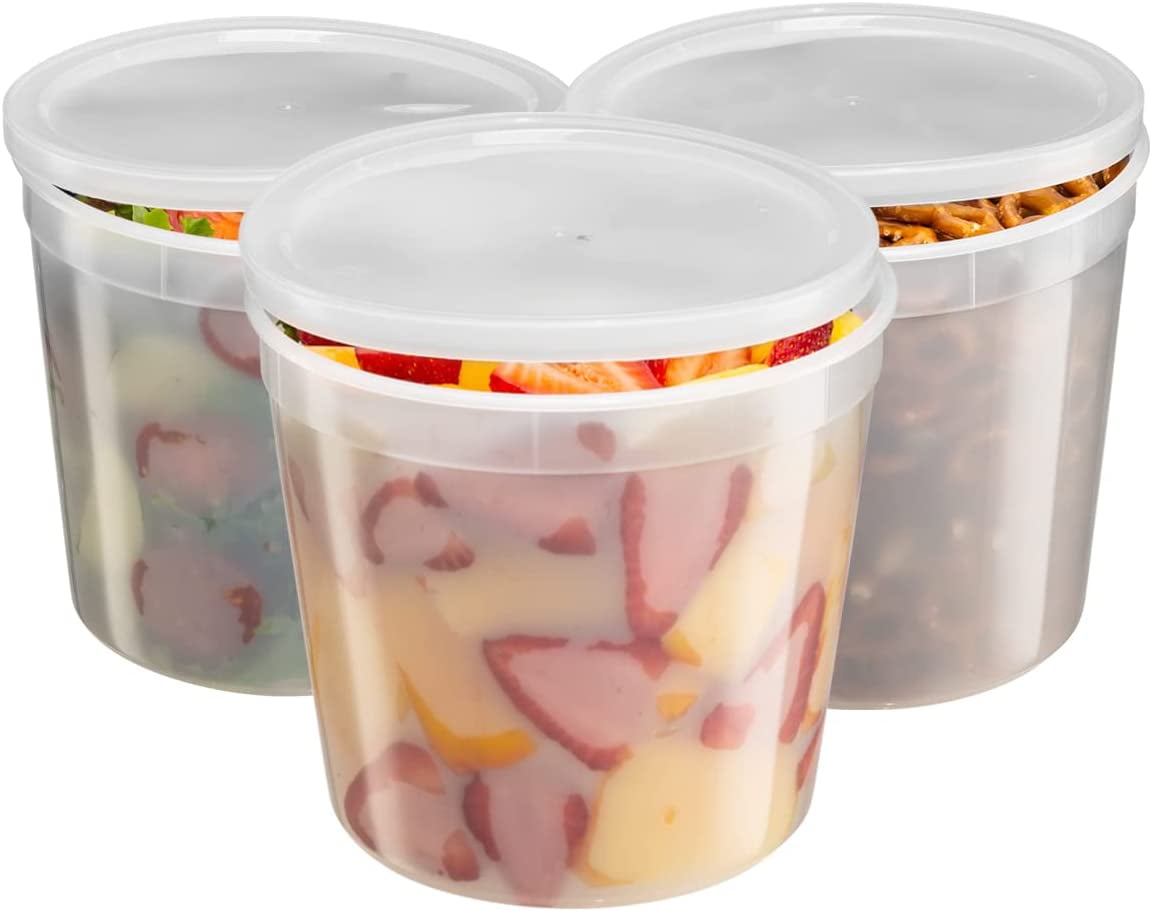 Comfy Package [24 Sets - 32 Oz.] Plastic Deli Disposable Food Storage  Containers