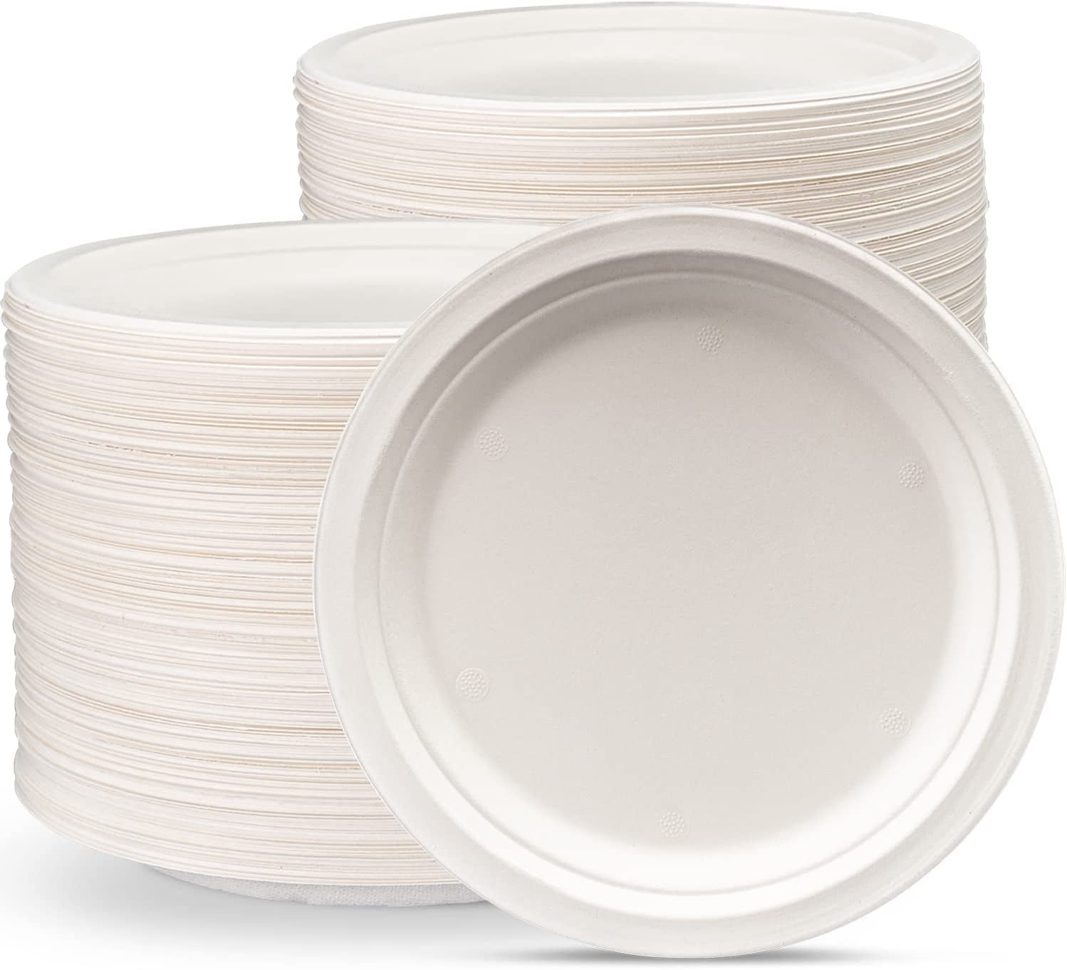 Comfy Package 100% Compostable 9 Inch Heavy-Duty Plates [125 Pack]  Eco-Friendly Disposable Sugarcane Paper Plates