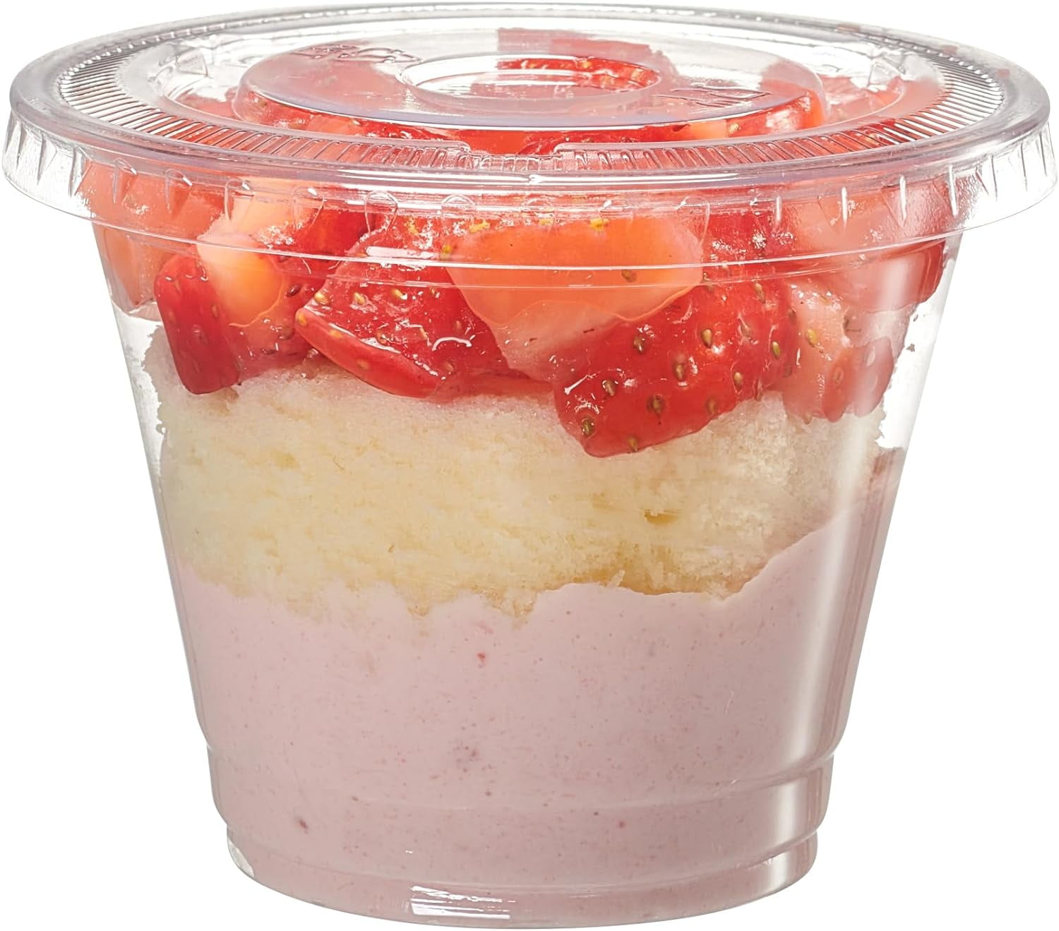 GUSTO 9 Oz Clear Plastic Cups Disposable Cups with Flat Lids, No Hole, 50-Pack