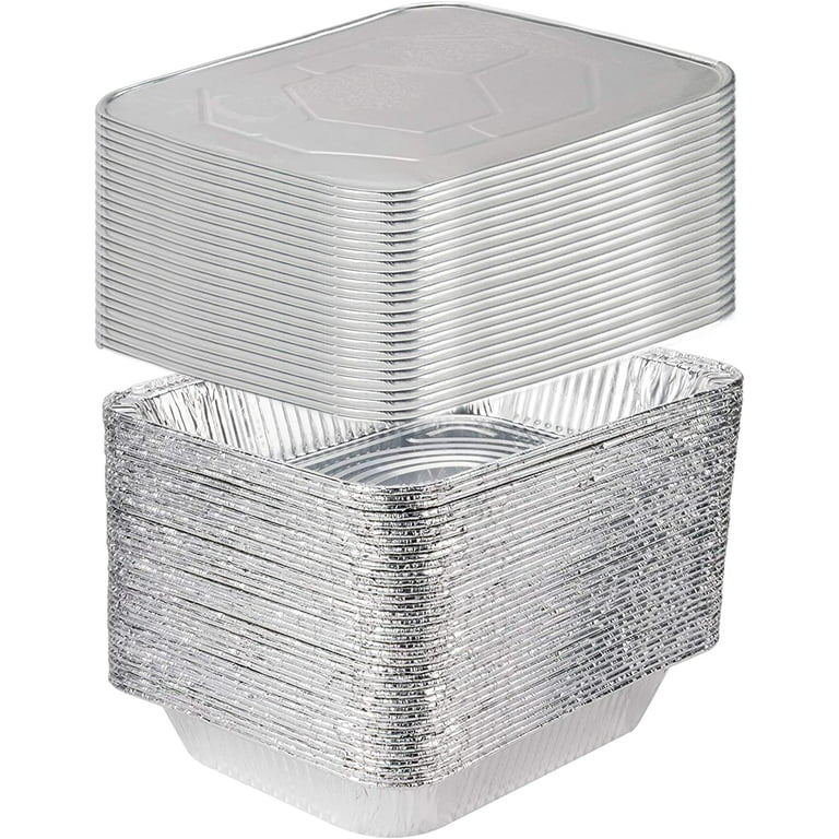 9 inch x 13 inch Aluminum Pans Lids 100ct., Silver