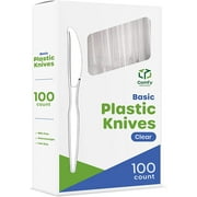 Comfy Package Basic Clear Plastic Knives Disposable Cutlery Heavy Duty, 100-Pack