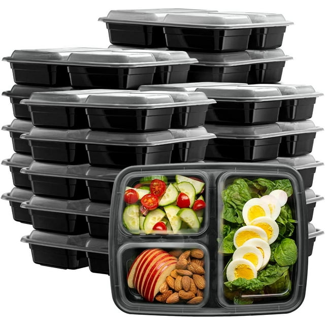 Comfy Package Bento Box Meal Prep Containers with Lid 3 Compartment, 32