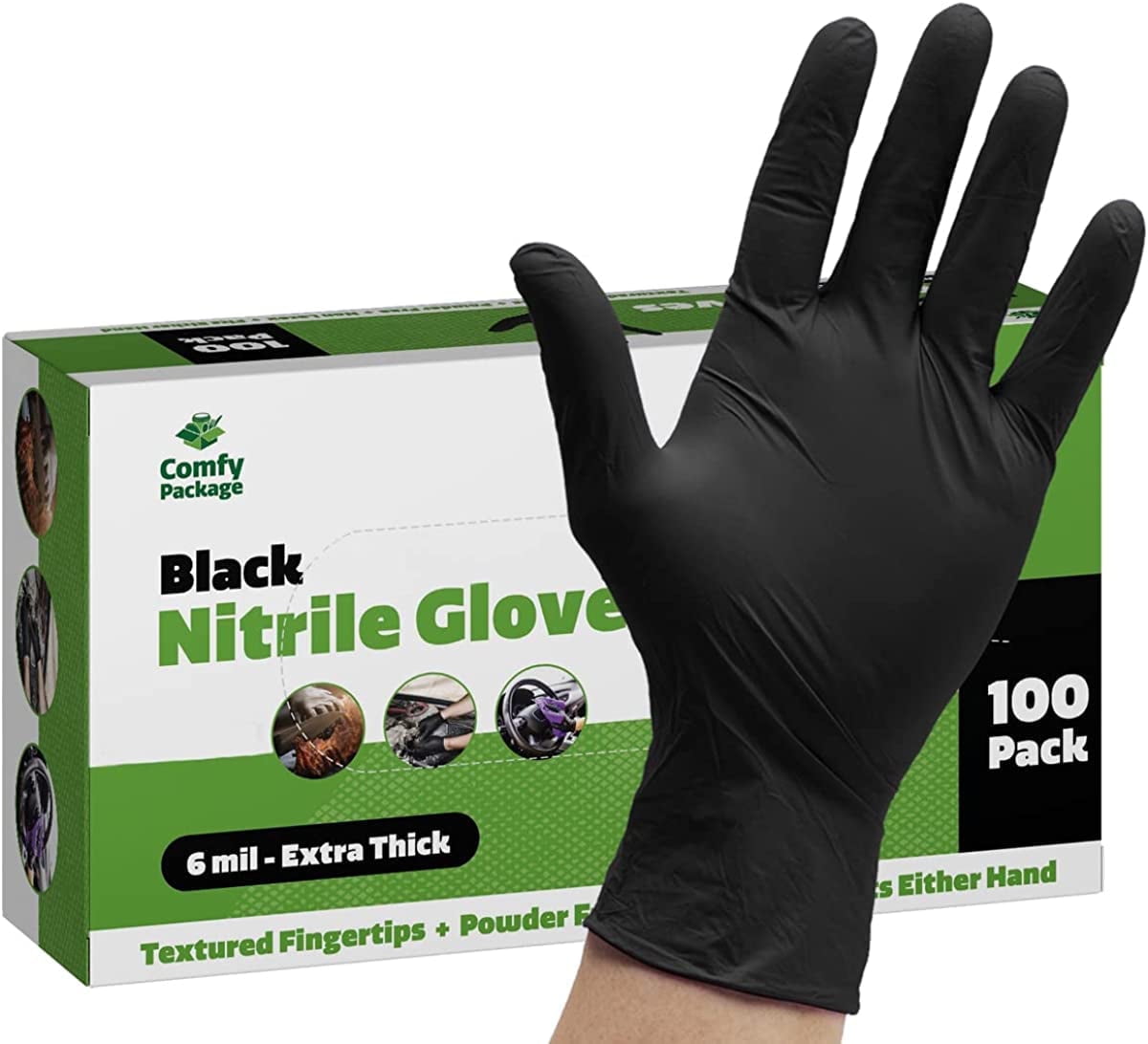 Gusto Black Disposable Nitrile Gloves for Food Prep Latex Free Glove, 100-Pack Small