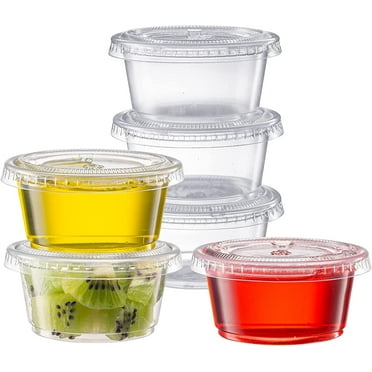Comfy Package 2 Oz Condiment Containers Small Plastic Containers with Lids, 100-Pack
