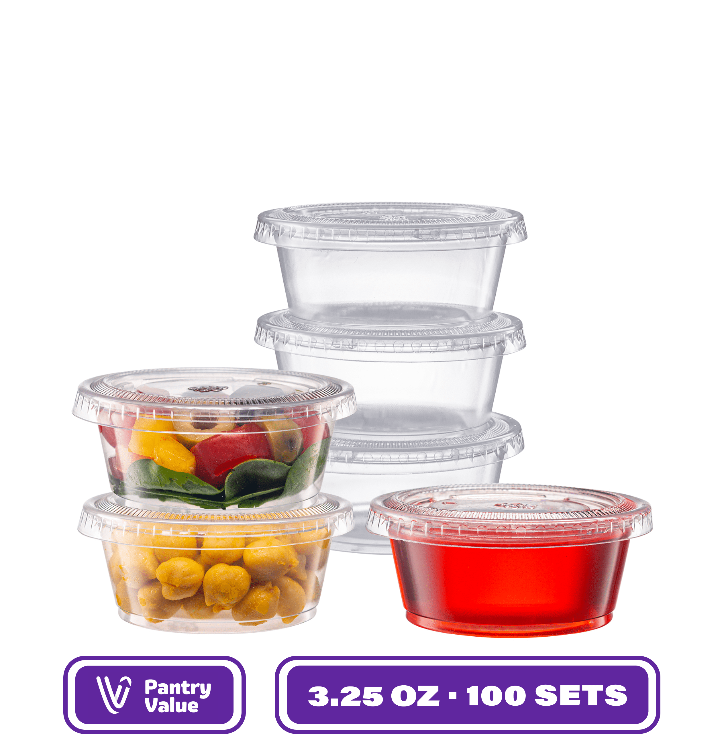 Translucent Containers Food GUSTO Clear Plastic Condiment Containers, 3.25 Oz Leak-Proof Airtight ...