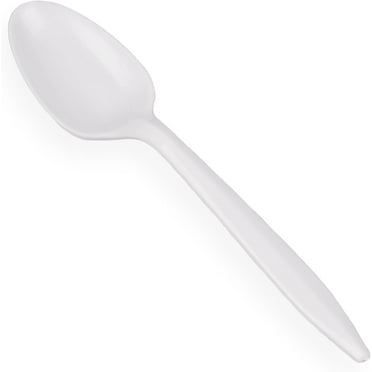 Comfy Package Clear Tea Spoon Plastic Silverware Heavy Duty Disposable Cutlery, 400-Pack