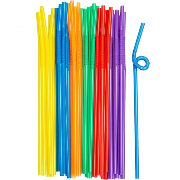 Comfy Package Disposable Flexible Straws Drinking Plastic Bendy Straws, 200-Pack
