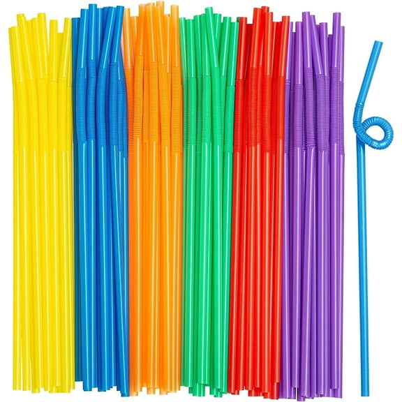 Comfy Package Disposable Flexible Straws Drinking Plastic Bendy Straws, 300-Pack