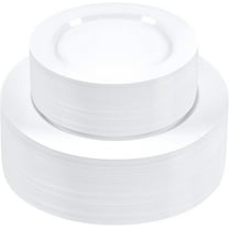 SETUP Disposable White Round 75 " and 1025" Plastic Party Plates (100 Count)