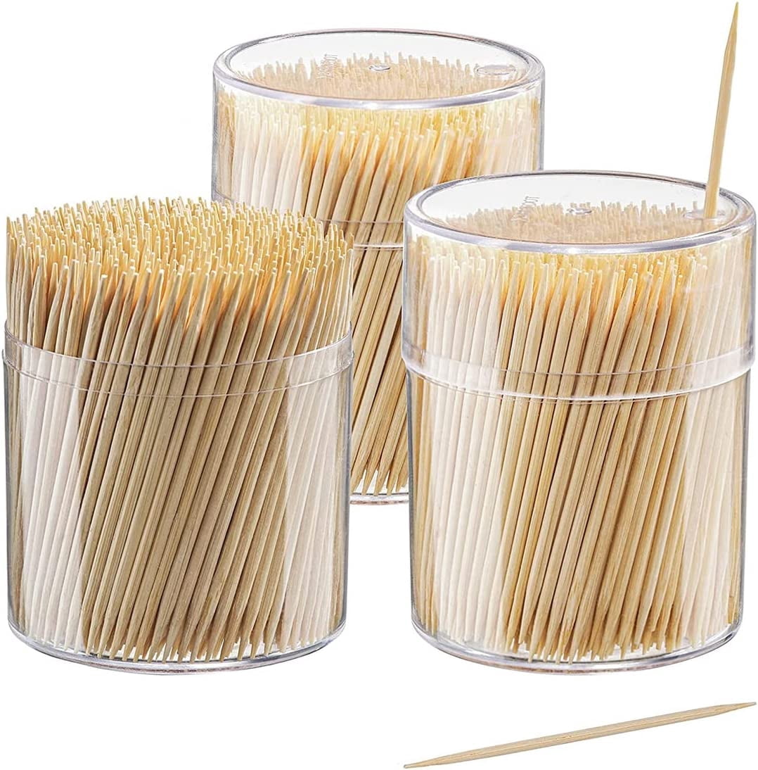 GUSTO Double-Point Bamboo Toothpicks Wood Appetizer Skewers, 1500-Pack