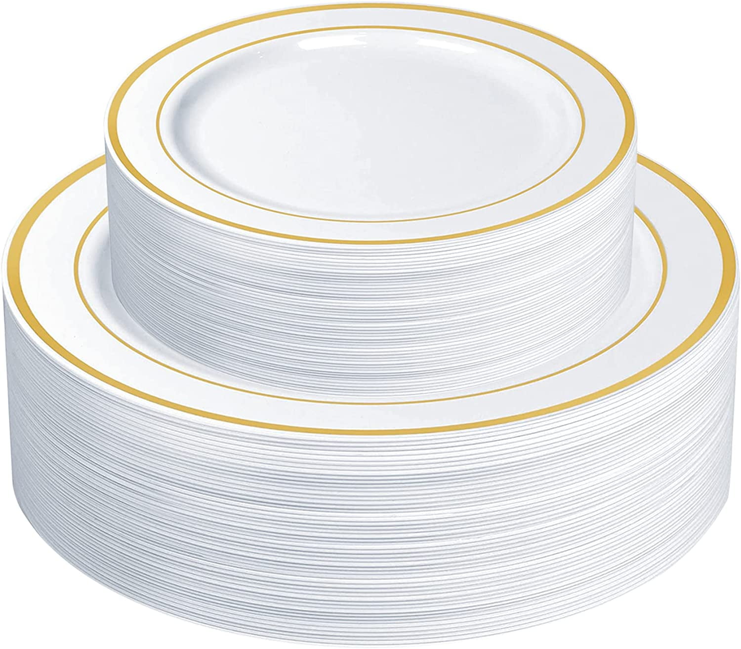 Gusto Fancy Plastic Plates Disposable Dinner Plates & Salad Plates Set, 60-Pack
