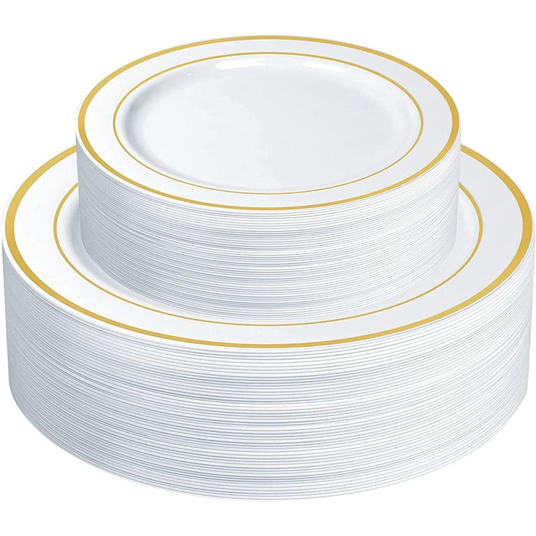 Comfy Package Fancy Plastic Plates Disposable Dinner Plates