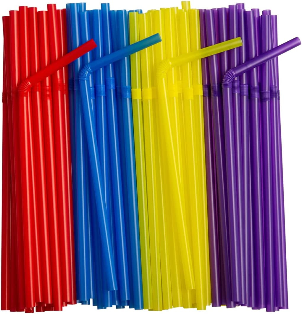 Comfy Package Flexible Drinking Straws Plastic Disposable Bendy Straws