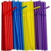 Comfy Package Flexible Drinking Straws Plastic Disposable Bendy Straws, 250-Pack