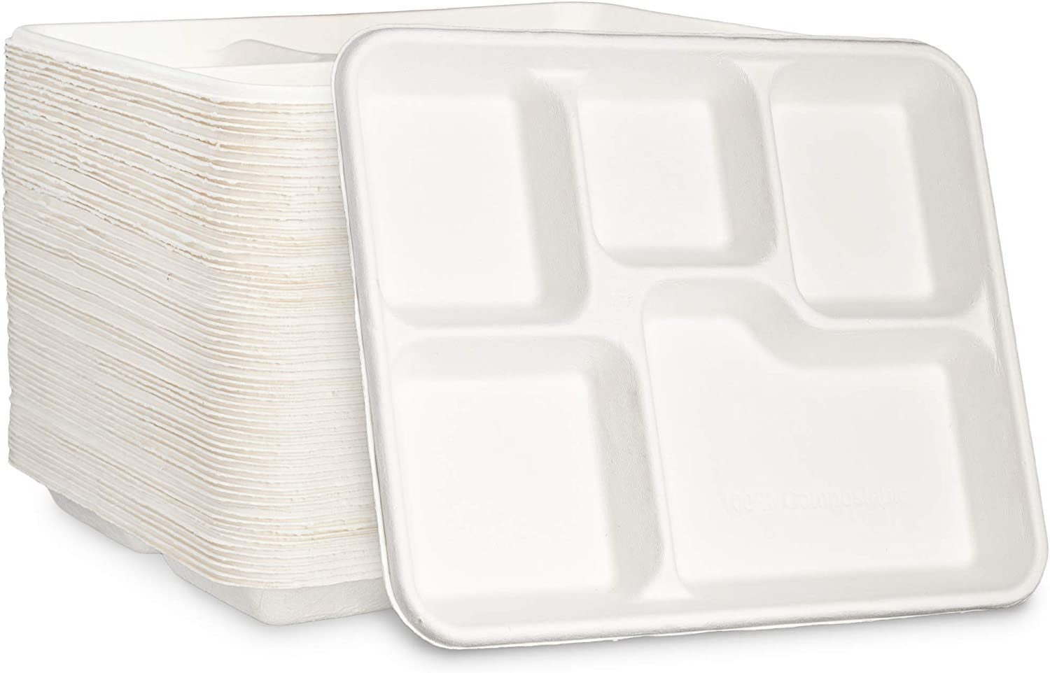 Comfy Package Heavy Duty Paper Plates Bulk Rectangular Disposable Dinner  Plates, 125-Pack White 
