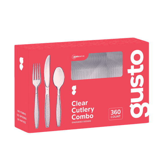 Comfy Package Heavyweight Plastic Silverware Heavy Duty Disposable Cutlery Set, 360-Pack