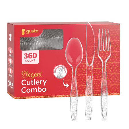 Comfy Package Heavyweight Plastic Silverware Heavy Duty Disposable Cutlery Set, 360-Pack