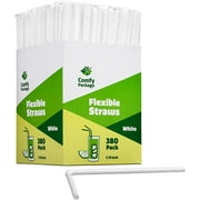 Comfy Package Individually Wrapped Straws Drinking Plastic Straws Disposable, 380-Pack