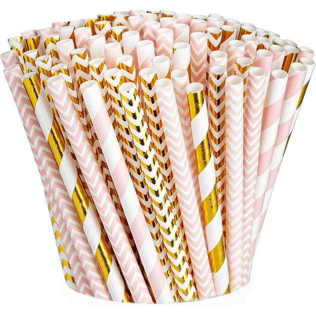 Comfy Package Biodegradable Colored Paper Straws for Large Milkshake ...