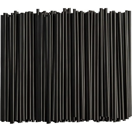 Comfy Package Plastic Straws Disposable Smoothie & Cocktail Straws, 250-Pack Black