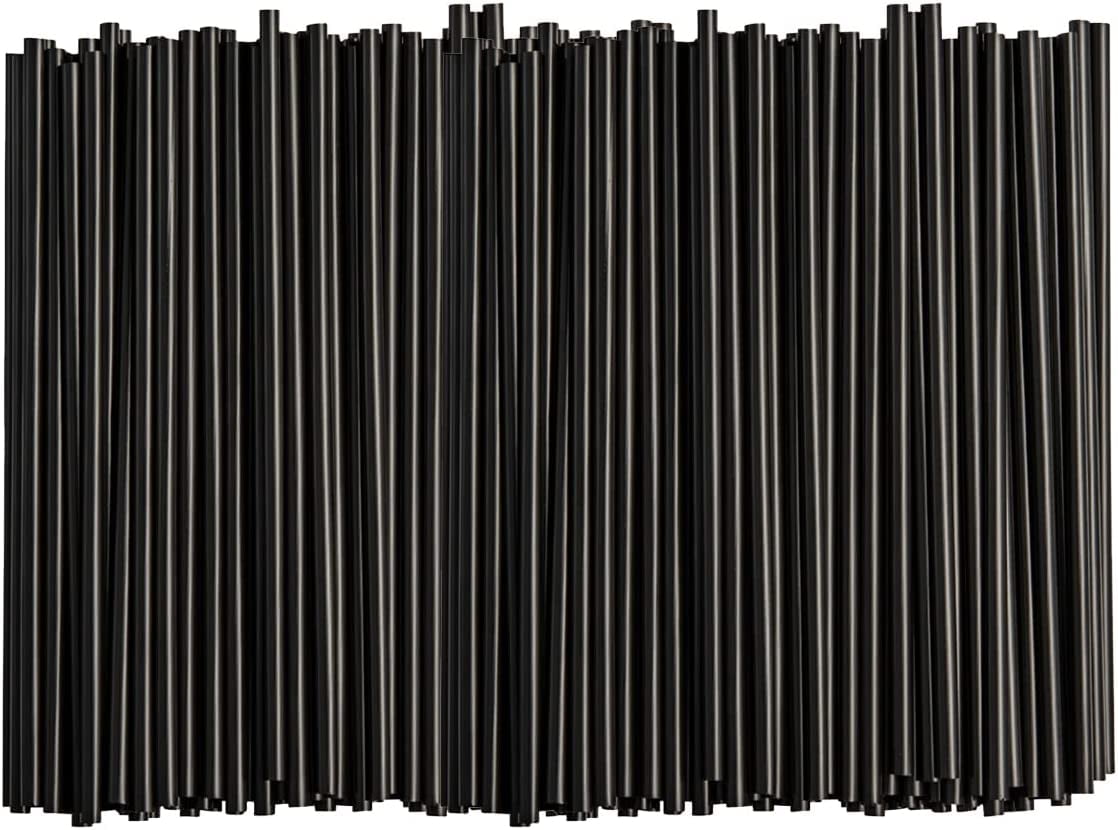 Comfy 7.75" Black Disposable Plastic Drinking Straws, 500-Pack