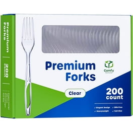 Comfy Package [100 Pack] Heavy Duty Disposable Basic Plastic Forks - Clear