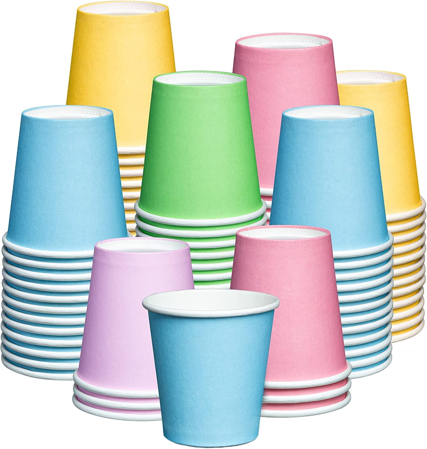 Comfy Package Small Paper Cups 3 Oz Assorted Disposable Cups for Espresso, Medicine, 300-Pack